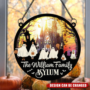 Personalized Halloween Window Hanging Suncatcher Ornament - The Asylum