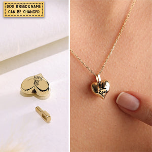 Personalized Tiny Heart Cremation Ash Urn Pendant Necklace Memorial Gift For Dog/Pet Lovers