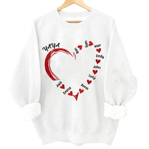 Personalized Glitter Grandma Sweet Heart Sweatshirt