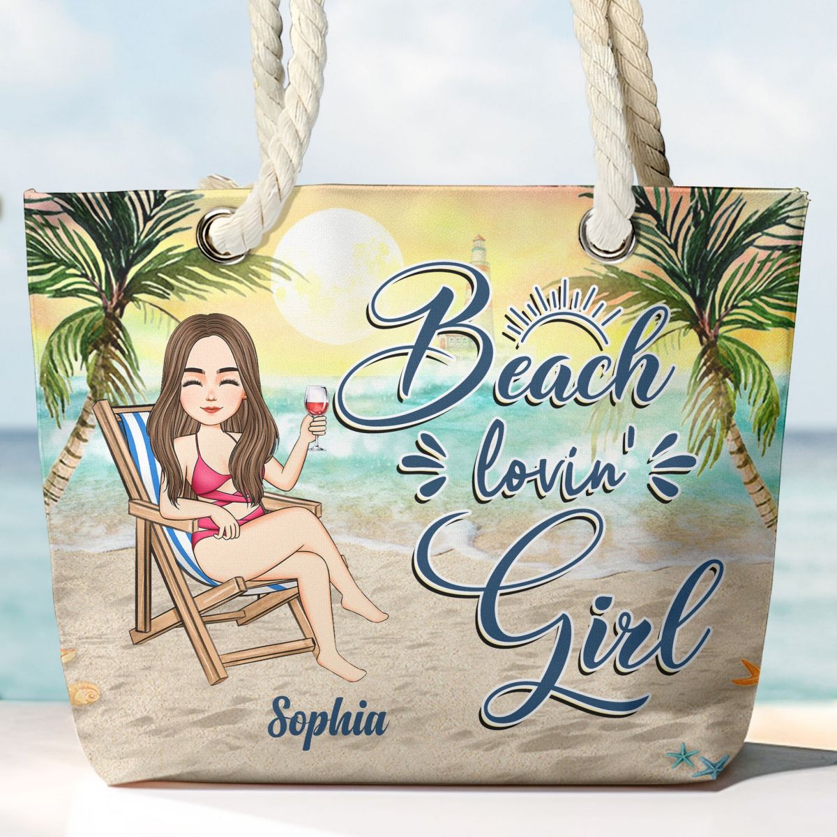 Personalized Beach Bag Enjoyed Summer - Beach Lovin' Girl