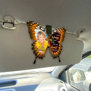 Your Wings Were Ready But My Heart Was Not - Personalized Memorial Car Visor Clip