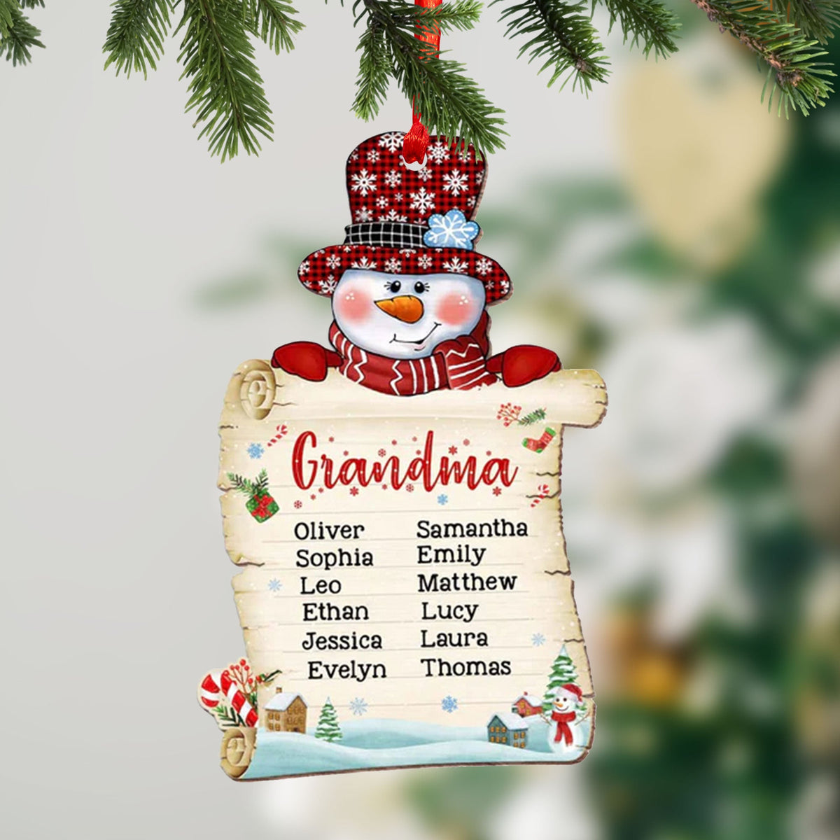 Gift For Grandma Snowman Christmas Personalized Ornament