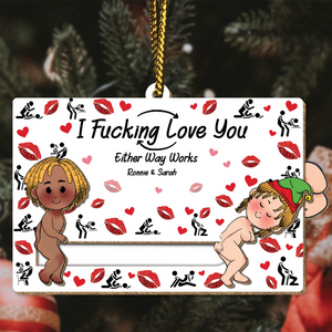 Couple I Love You Personalized Wooden Slider Ornament