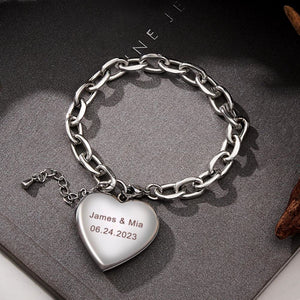 Personalized Heart Locket Vintage Adjustable Link Bracelet