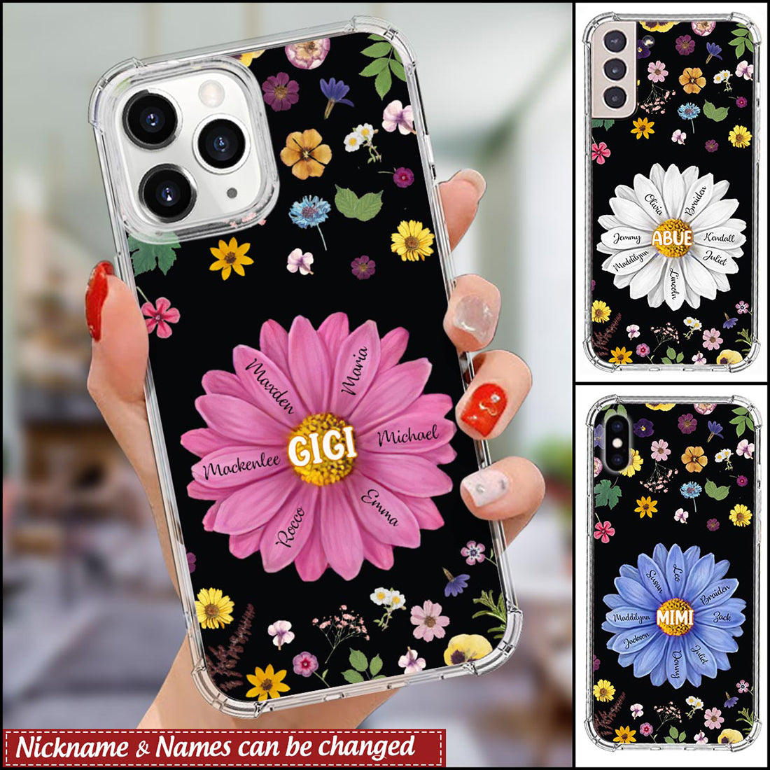 Personalized Mother's Day Gift For Grandma Mom Flower Space Phone case