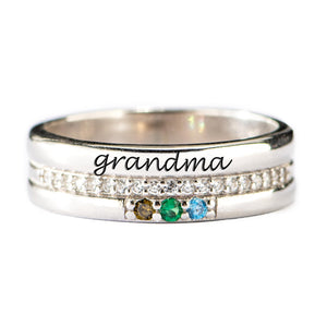 Personalized 1-8 Birthstones Ring For Mamas And Grandmas