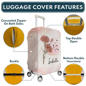 Travel Custom Celestial Birth Flower - Personalized Luggage Cover