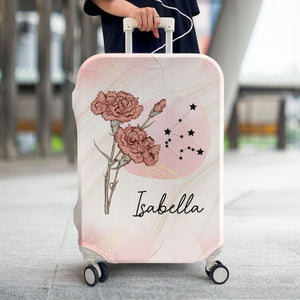 Travel Custom Celestial Birth Flower - Personalized Luggage Cover