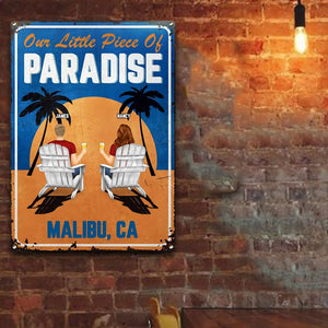 Little Piece Of Paradise - Couple Gift - Personalized Classic Metal Signs