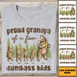 Personalized Proud Grandpa Of A Few Dumbass Kids Bear Family T-shirt