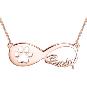 Personalized Cute Pet Paw Infinity Necklace