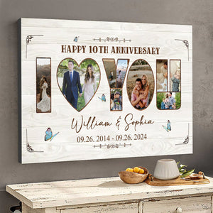 Personalized I Love You Photo Collage Canvas, Custom Anniversary Picture Collage, Wedding Gift