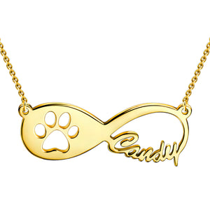 Personalized Cute Pet Paw Infinity Necklace