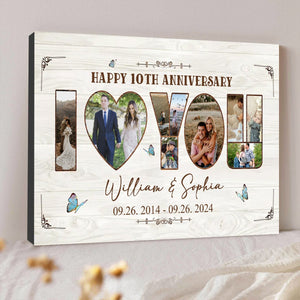 Personalized I Love You Photo Collage Canvas, Custom Anniversary Picture Collage, Wedding Gift