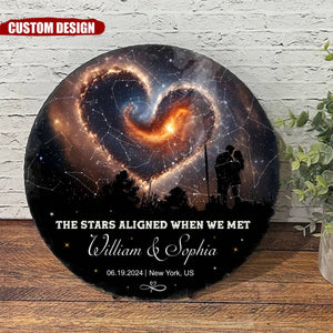 Our First Date Memory Gift, Personalized Night Sky We Met Star Map Print Stone