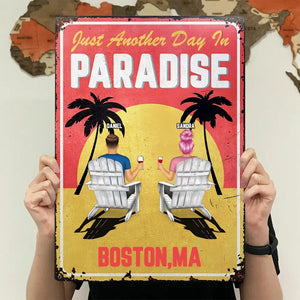 Little Piece Of Paradise - Couple Gift - Personalized Classic Metal Signs