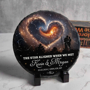 Our First Date Memory Gift, Personalized Night Sky We Met Star Map Print Stone