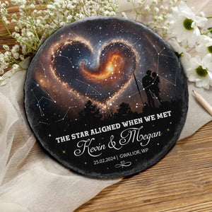 Our First Date Memory Gift, Personalized Night Sky We Met Star Map Print Stone