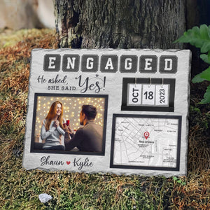 Personalized Engagement Gift For Couple He Asked She Said Yes Photo Slate