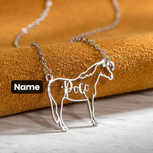 Personalized Horse Silhouette Necklace with Name Gift for Horse Lovers