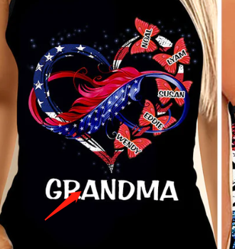 Personalized Grandma, Nana, Mimi Butterfly Love Grandkids 4th July Name T-Shirt