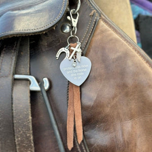 Personalized Saddle Heart Shape Carved Pendant Tassel Equestrian Jewelry Horse Riding Accessory