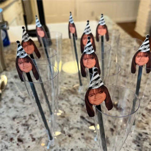 Personalized Drink Stirrers With Face Party Decorations