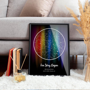 Personalized Star Map LGBTQ Rainbow Canvas Print - Custom Star Map by Date