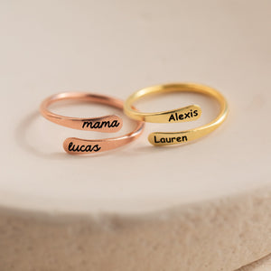 Personalized Minimalist Circular Border Open Ring Gift For Mother, Couple