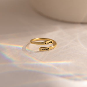 Personalized Minimalist Circular Border Open Ring Gift For Mother, Couple