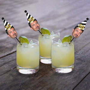 Personalized Drink Stirrers With Face Party Decorations