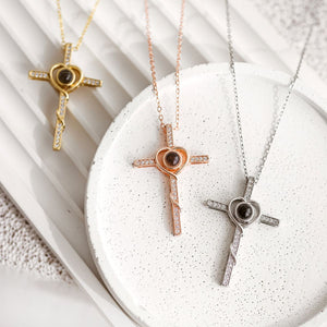 Personalized Memorial Cross Projection Necklace