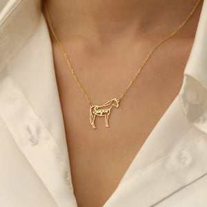 Personalized Horse Breed Necklace with Cursive Name