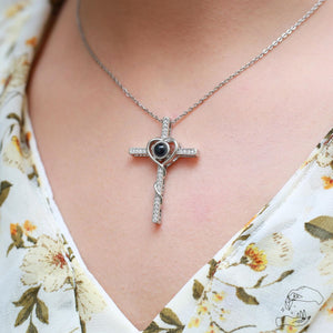 Personalized Memorial Cross Projection Necklace