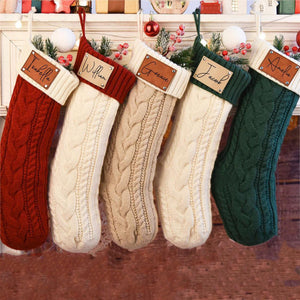 Personalized Leather Knitted Christmas Stockings