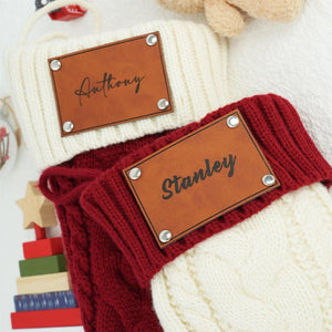 Personalized Leather Knitted Christmas Stockings