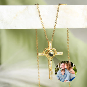 Personalized Memorial Cross Projection Necklace