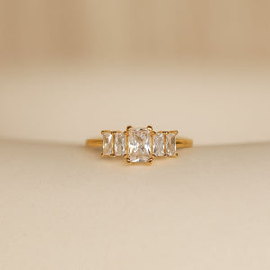 Personalized Art Deco Radiant Baguette-cut Birthstone Ring