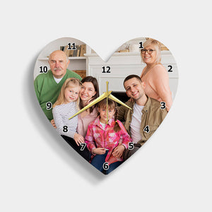 Personalized Photo Acrylic Hanging Wall Heart Clock Gift For Family