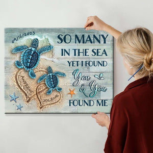 Personalized Poster Canvas - Beach and Turtles - Couple Gift