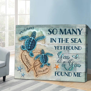 Personalized Poster Canvas - Beach and Turtles - Couple Gift