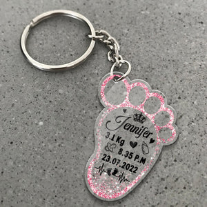 Personalized New Baby Foot Acrylic Keychain