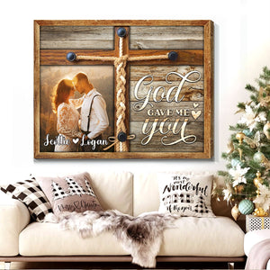 Personalized Couple Photo Canvas Poster,God gave me you,Wedding Anniversary Gift