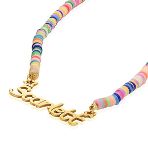 Personalized Kids Name Necklace with Rainbow chain