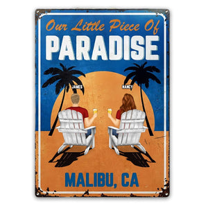 Little Piece Of Paradise - Couple Gift - Personalized Classic Metal Signs