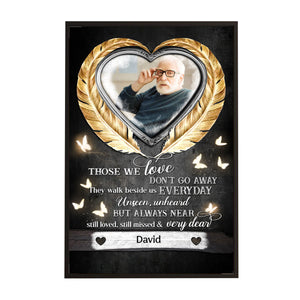 Those We Love Don't Go Away - Personalized Heart Feathers Canvas/Poster