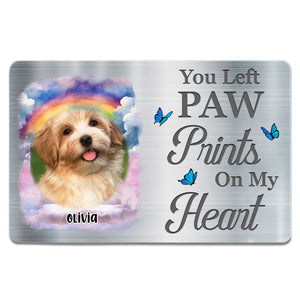 You Left Paw Prints On My Heart Memorial Personalized Pet Wallet Card