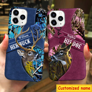 Personalized Her Buck His Doe Name Couple Deer Phone Case