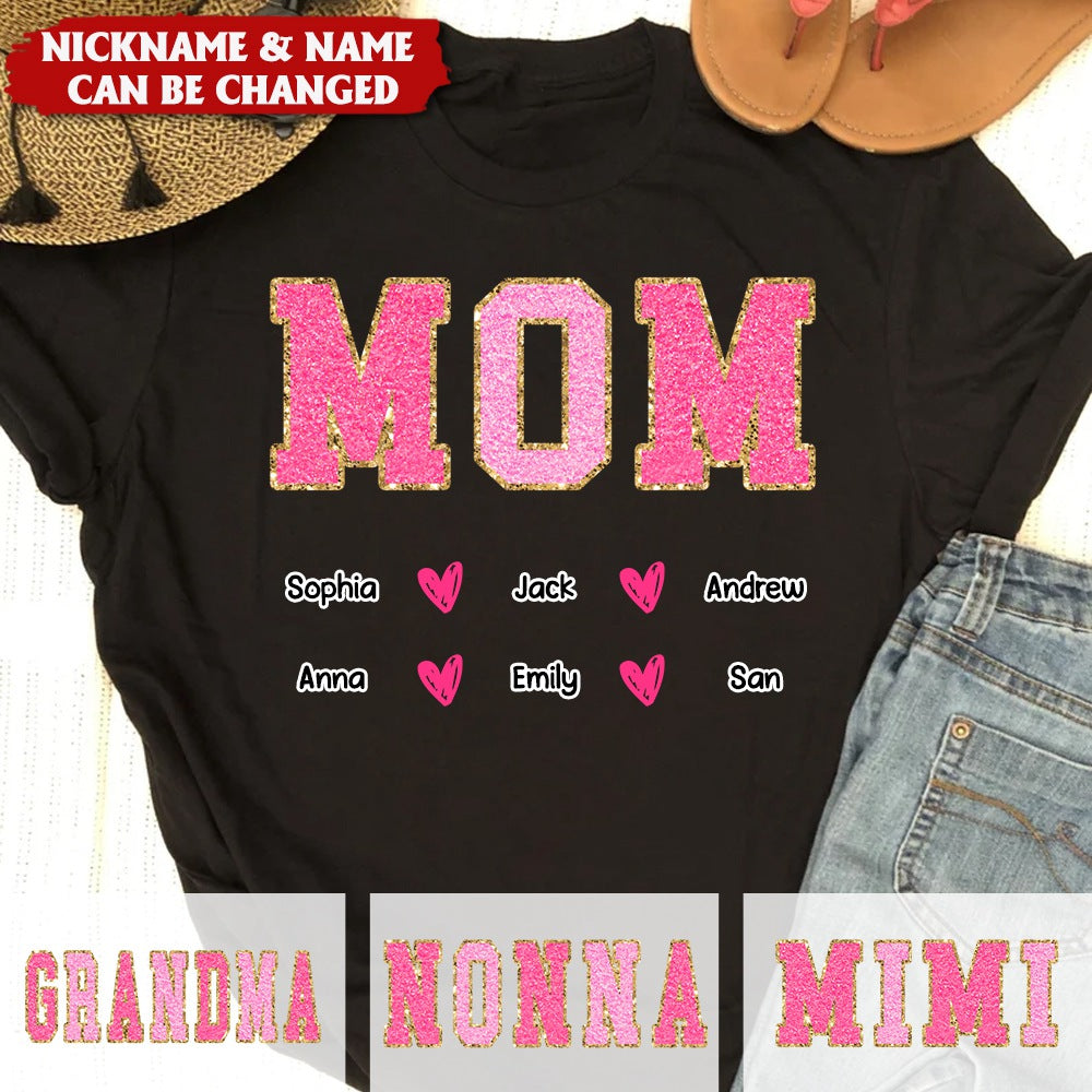 Personalized Pink Glitter Custom Name Nana Pure cotton T-Shirt