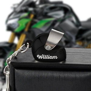 Personalized Name Motorcycle Helmet Keychain Gift for Biker